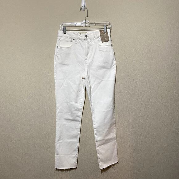 Madewell Jeans Women Size 27 White Perfect Vintage 90s High-Rise Raw-Hem Mom NWT - Picture 2 of 11